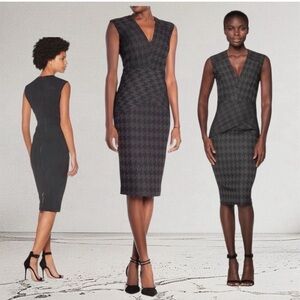 SUISTUDIO Jordan B Jacquard Houndstooth Sheath Dress in Black size 38 (US 6)